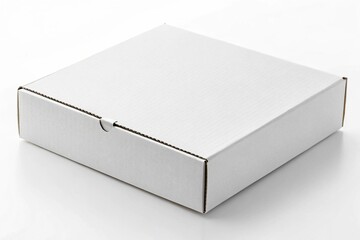Closed White Corrugated Mailing Box – Flat Cardboard Packaging for Shipping or Product Delivery
