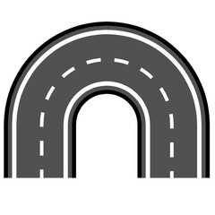 Fototapeta premium Road and highway in perspective icon. Road path with different bends. The road connects the cities road pieces in graphic style. Vector illustration isolated on transparent background