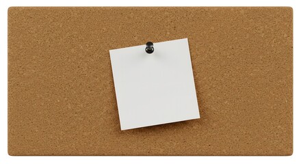 Corkboard with Blank Note Pinned for Reminder Announcement or Inspirational Message Office and Home Notice Board Communication Tool Presentation Concept