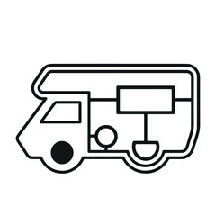 Vector Icon sticker of the motorhome Vector monochrome illustration of a camper van icon isolated on white background