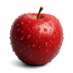 Fototapeta premium Fresh red apple with water droplets isolated on white background 