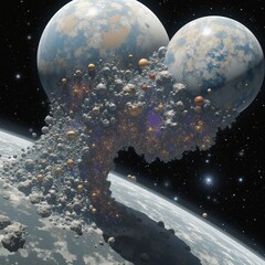 "Celestial Bridge and Twin Planets"