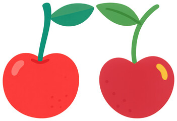 PNG Vibrant cartoon cherries illustration, element set on transparent background