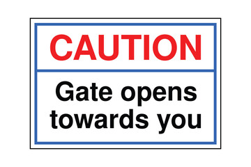Download Caution Gate Opens Toward You Sign – Printable Safety Notice for Entrance Awareness