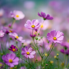 Pink cosmos flowers.