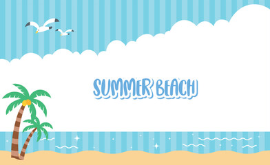 A bright and colorful summer beach scene vector illustration.  summer background