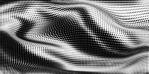 Dotted halftone gradient texture. Vanishing polka dot background. Repeating dots gradation pattern background. Black fading comic pop art overlay backdrop. Raster effect wallpaper. Vector halftone