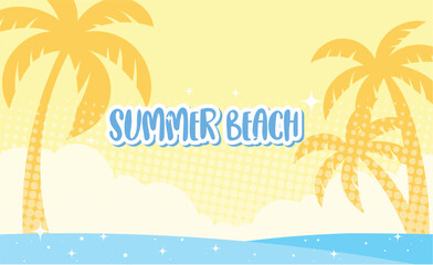 A bright and colorful summer beach scene vector illustration.  summer background