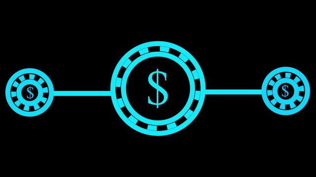 Abstract setting Dollar icon conceptual business animation , Dollar setting icon with glowing animation on a black background.