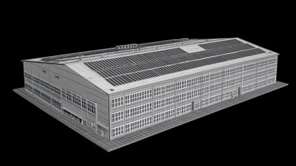 Industrial building model, showing detailed structure.