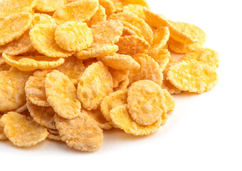 Corn flakes on white background