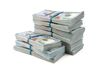 American dollars on white background