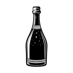 Download black and white champagne bottle vector illustration for celebrations and special occasions design