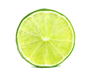 Lime slice isolated on white background.