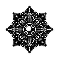 Download black and white floral mandala vector design element for creative projects and patterns use