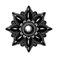 Download black and white floral mandala vector art illustration for tattoo design and decoration use