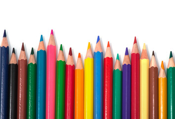 colored pencils on white background