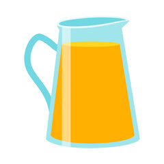 Glass pitcher filled with orange juice illustration on white background