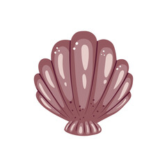 Hand drawn vector illustration of a mussel in flat cartoon stylisation. Seashell isolated drawing. Marine element. Sea creatures