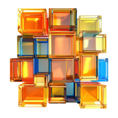 Colorful Glass Blocks Arrangement for Modern Home Decor and Artistic Display on transparent background