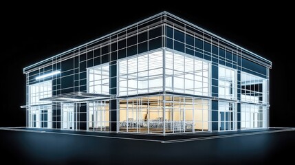 Architectural blueprint of a modern commercial building.