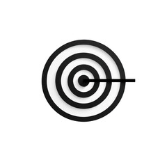 Minimalist Bullseye Target Design in Black and White for Focus and Precision on transparent background