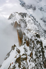 Alpinists climbing Cosmique Ridge,  Haute Savoie, France, Europe