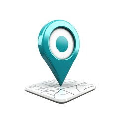 Vibrant Map Pin Icon on a Stylized Map Surface for Navigation and Location Services on transparent background