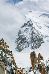 Alpinists climbing Cosmique Ridge,  Haute Savoie, France, Europe