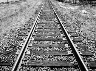 railroad track path leading line in the distance