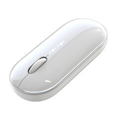 Sleek White Wireless Mouse with LED Indicators for Modern Workspaces on transparent background