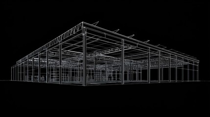 Architectural drawing of a large warehouse structure.