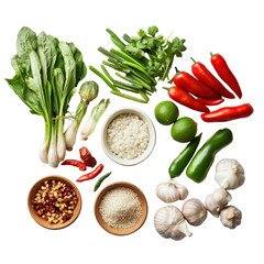 Vibrant Fresh Vegetables and Ingredients for Cooking, Perfect for Healthy Meals and Recipes on transparent background