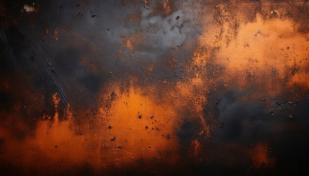 grungy black and orange rusty metal surface with textured and distressed patterns perfect for industrial backgrounds grunge aesthetics or abstract design applications