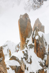 Alpinists climbing Cosmique Ridge,  Haute Savoie, France, Europe
