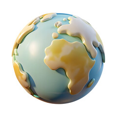 Cartoon earth globe 3d render isolated on transparent background