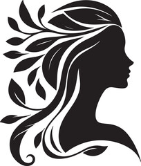 Stylized Woman Profile with Nature-Inspired Hair Design	