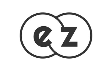 EZ business company emblem with outline rounds and letters e z. Logo template of two merged circles for brand identity, logotype. Vector Infinity symbol