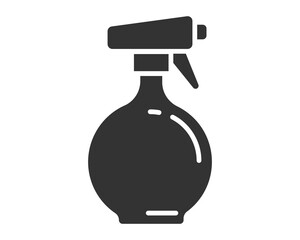 Spray bottle silhouette. Versatile icon for cleaning, gardening, beauty, or personal care. Simple, impactful graphic for designs needing a hygienic or refreshing touch.