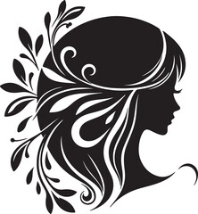 Stylized Woman Profile with Nature-Inspired Hair Design	