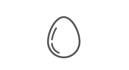 A simple gray outline drawing of an egg with a curved line on the left side on a white background