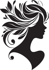 Stylized Woman Profile with Nature-Inspired Hair Design	