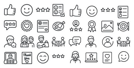 Collection of icons including a thumbs up, a heart, a smiley face, and a picture of a man and woman