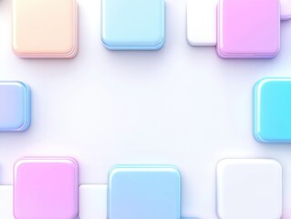 Pastel-colored square shapes form a frame