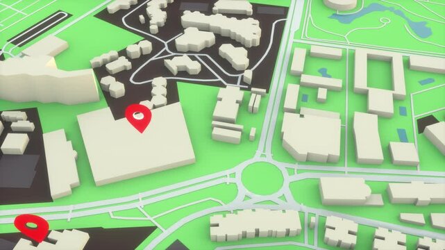 Navigation Concept on Stylized Urban Map With Pinned Destinations