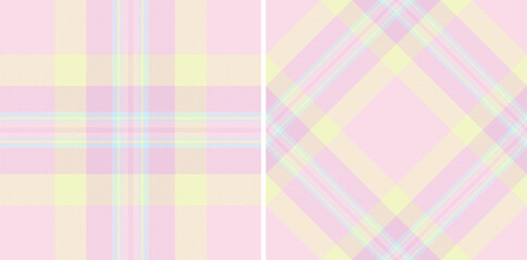 Pastel pink and yellow plaid patterns, perfect for textile design, website backgrounds, or scrapbooking.  These soft, delicate textures evoke feelings of sweetness and femininity.