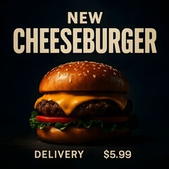 New Cheeseburger Promotional Advertisement Design for Food Delivery Service
