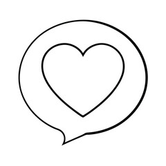 Red heart inside a speech bubble cute vector illustration for valentine s day love romance and communication designs