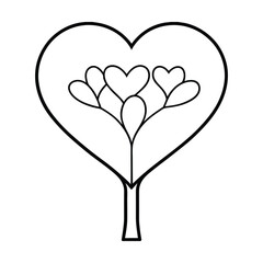 Romantic heart shaped tree design illustration for valentine s day spring or nature themes