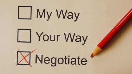 Successful business agreement concept: red check mark on a document with a pencil